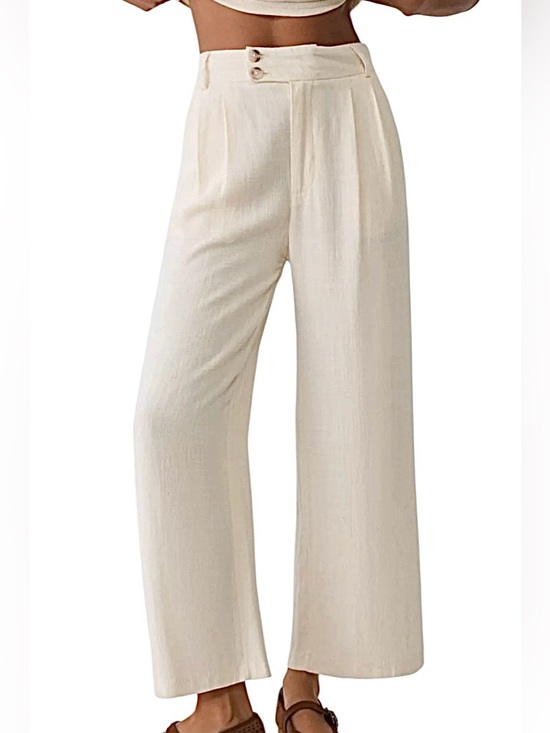 stradivarius Pants - Stradivarius Linen Blend Pants Women’s Cream Wide-Leg Boho Beach Trousers Sz 4